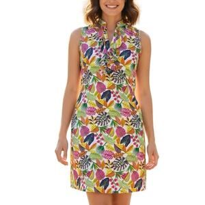 Tee 2 Sea Sport Dress Ruffle V-neck Sleeveless Pink Multi Floral Women’s Size XL